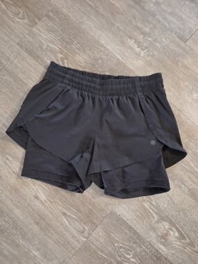 Athleta Black Layered Lined Athletic Running Performance Shorts